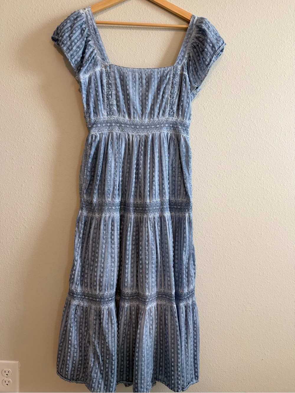 American Eagle Outfitters Blue Tiered Midi Dress